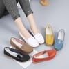 Sapatos Beanies de Tamanho Grande Transfronteiriços para Mulheres, Slip-Ons, Sapatos de Enfermeira Planos Antiderrapantes, Sapatos de Mãe de Solado Macio de Couro Genuíno