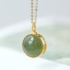 S925 prata natural hetian jade incenso caixa gawu sachê temperamento oco moda senhora pingente pode ser aberto banhado a ouro