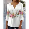 Camiseta básica de manga corta con cuello en V y botones plisados para mujer, moda europea y americana transfronteriza de primavera y verano de 2023