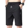 Pantalones Cortos de Seda de Hielo Liangpin para Hombre Verano Estilo Coreano Talla Grande Comercio Exterior Transfronterizo Procesamiento Personalizado Etiqueta Negra Pantalones de 5 Puntos