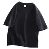 Camiseta de Manga Corta de Algodón Puro de Peso Pesado, Cuello Redondo, Top Blanco Liso, Camiseta Básica de Manga Corta de Color Sólido para Mujer de Verano