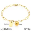 Pulsera Cuadrada de Moda con Letras Inglesas (26), Cadena Sencilla Tipo Clip Estilo Ins, Bola Redonda, Acero de Titanio Chapado en Oro de 18K