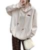 Sudadera Chaqueta de Waffle Vintage para Hombres y Mujeres, Estilo Americano Otoñal Bf Holgado con Capucha