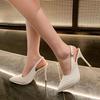 Zapatos de Tacón Alto para Mujer 2024 Verano Nuevo Stiletto Punta Afilada Exportación Talla Grande Zapatos de Mujer Sandalias de Punta Descubierta