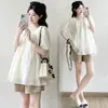 2026 Nuevo Conjunto de Verano para Maternidad Bordado Cuadrado Suelto Babydoll Camisa Conjunto de Tops de Maternidad