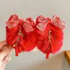 Acessórios de Cabelo Tradicionais de Ano Novo para Meninas, Presilhas de Cabelo com Laço Estilo Chinês Hanfu, Grampos de Cabelo Ano do Bode para Bebês Venda por Atacado