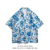Marca Americana Tendência Camisa Floral de Manga Curta Estilo Retrô Óleo sobre Tela para Homens e Mulheres Verão Solta Camisa Havaiana de Praia