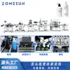 Línea de Producción de Máquina Empacadora Automática de Gel de Ducha y Desinfectante de Manos Zonesun, Doble Pista, Frotado Vibratorio, Sellado con Lámina de Aluminio