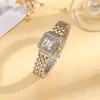 Envío directo transfronterizo de relojes de moda de cuarzo para mujer con esfera cuadrada incrustada de diamantes estilo Cartier Suministro al por mayor Relojes Cartier