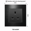 Versión Hong Kong y Macao enchufe británico 13A con carga rápida USB tipo-c enchufe cuadrado estándar británico panel de aluminio cepillado gris