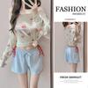 Traje de baño para mujer Bikini de dos piezas Sexy Sexy Puro Deseo Manga larga Protección solar Cubretraje Traje para Vacaciones en Aguas Termales Playa