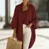 Conjunto de Cardigan e Colete de Linho Duas Peças para Mulheres, Cruzamento Europeu e Americano, Site Independente da Amazon, Casual, para o Trabalho, Versátil, Caimento Solto