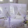 Cama de três portas cortina mosquiteiro novo lado Rosa têxtil Palácio de aço inoxidável mosquiteiro estudante respirável mosquiteiro superior quadrado