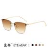 Nuevas gafas de sol de ojo de gato personalizadas europeas y americanas con la letra F para mujer, gafas de sol de alta gama para fotografía callejera, tendencia de gafas sin montura de metal.
