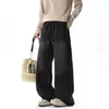 Pantalones de chándal de estilo americano para calle, de pierna curva, para hombre y mujer, pantalones de pierna ancha con lavado degradado negro oscuro, bolsillos tridimensionales de trabajo, pantalones largos de moda