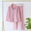 Pijama de terciopelo de otoño e invierno para mujer, cálido, simple, a cuadros, manga larga, terciopelo fino, suave, traje de casa con solapa para mujer, invierno