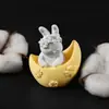 Nuevo Molde Portavelas Conejo de la Luna de Pascua Trébol de Cuatro Hojas Luna Osmanthus Conejo de Jade Conejito Portavelas Molde de Silicona