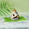 Decoración de Paisajismo para Acuario con Jiang Taigong Pescando en una Balsa de Bambú, Escena de Pesca en Balsa de Bambú Flotante, Adorno de Estanque en Patio para Hombre Mayor