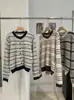 KEKEZOON suéter de punto a rayas color block con cuello redondo cárdigan de manga larga 2026 nuevo suéter estilo coreano top 8808
