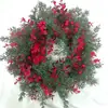 Decoración Navideña Americana Transfronteriza Guirnalda Grande de Eucalipto Hojas de Eucalipto con Frutos Rojos Simulados Colgante para Puerta Accesorios para Ventanas