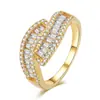 Anillo de doble fila de circón cuadrado chapado en oro para suministro transfronterizo de Amazon, anillo simple de circón microincrustado para pareja