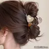 Pinza para el pelo coreana linda para mujer, tamaño grande, estilo de alta gama, adecuada para cabello grueso, pinza de tiburón, horquilla, pinza de lazo