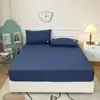 Sábana bajera ajustada exclusiva transfronteriza hipoalergénica, sábana bajera individual de color liso impresa cepillada, funda de colchón, protector de colchón a prueba de polvo y funda de almohada