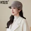 Novo Chapéu de Lã da Moda Versátil Estilo Coreano para Mulheres Início do Outono Chapéu de Bacia Pequena que Realça o Rosto Chapéu Simples Elegante com Proteção Solar