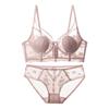 Ropa Interior Sexy de Encaje Transfronteriza Francesa Delgada Hebilla Frontal Trasera Ropa Interior Pecho Grande Pequeño Anticaída Talla Grande Sujetador