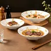 Tigela de Macarrão de Melamina Comercial Imitação de Porcelana Tigela de Sopa Tigela Cônica Japonesa Tigela Rasa Tigela de Salada Tigela de Ramen de Carne Tigela Rosa Tigela de Macarrão Misto