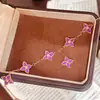Pulsera de Flor de Cuatro Hojas Morada Estilo Xiaohongshu Exquisita Nicho Versátil Accesorio Joyería para Mano Femenina Gama Alta Lujo Ligero