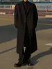 Casaco de Lã Myq Estilo Maduro com Gola de Lapela, Comprimento Médio, para Homens, Jaqueta de Lã Grossa Quente de Inverno, Estilo Coreano
