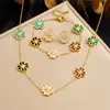 Moda Transfronteiriça Dourado Acrílico Colorido Flor Acessórios Corrente Aço Inoxidável Estrela Flor Pingente Conjunto de Joias