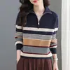 Suéter de punto con media cremallera talla grande 2026 para mujer, nuevo estilo otoño e invierno, adelgazante y rejuvenecedor, capa base casual versátil