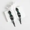 Pendientes Amazon transfronterizos, extragrandes, electrochapados, elegantes, de estilo largo, con un toque de alta gama, adornados con borlas y pedrería negra
