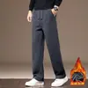 Directo de Fábrica Tejido de Punto de Sarga Holgados Pantalones Casuales Otoño Invierno Nuevo A prueba de Viento Cálidos Pierna Recta Resistentes a los Rayones Pantalones para Hombre