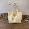 Bolsa de Lona Casual Listrada com Letras Shuai Mijia para Mulheres 2026 Nova Bolsa de Ombro de Grande Capacidade Bolsa Tote Dupla Face para o Dia a Dia