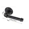 Suporte de parede para cano de água preto estilo industrial Suporte para papel higiênico Kit de montagem na parede com alça de tubo de ferro forjado loft Suporte para placa de madeira
