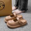 Zapatos Mary Jane Perforados para Mujer Verano Universidad Sencillos Combinan con Todo Sandalias y Pantuflas Birkenstocks para Casa y Exteriores Pantuflas de Punta Cerrada de Color Sólido