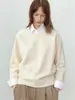 Venta de LiquidaciónCamiseta Gruesa de Lana Premium con Cuello Redondo y Mangas Largas para Mujer Otoño y Primavera Sudadera Sencilla para Vestir en Capas
