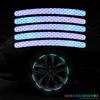 Pegatinas reflectantes de colores para bujes de ruedas de coche, luminosas y láser, para parachoques de neumáticos, personalizadas, creativas, para motocicletas y coches eléctricos.