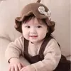 Ins Sombrero de gorro de dibujos animados 3D estilo coreano para bebé, ala de rayas verticales, punta superior, lindo gorro de punto para exteriores de otoño/invierno