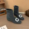 2026 Botines Nuevos Elegantes y Súper Atractivos para Mujer, Botines Adelgazantes que Aumentan la Altura, Botines Elásticos Elegantes de Lana Peluda para Otoño e Invierno