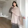 Cachecol Liso de Sarja Estilo Coreano Versátil Quente Peça de Roupa Externa Nova Outono e Inverno Manto de Alta Qualidade Xale Elegante da Moda