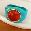 Pulseira Circular Gradiente Geométrica Irregular em Acrílico, Estilo Europeu e Americano, Pulseira Exagerada, Luxo Leve, Nicho, Joias de Alta Qualidade