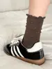Calcetines de encaje simples de lunares a media pantorrilla para mujer, estilo retro de alta gama, calcetines holgados, estilo coreano, calcetines versátiles para mujer