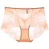 Calcinhas de Renda Sexy Transfronteiriças para Mulheres, Respiráveis Plus Size Cintura Média-Baixa, Roupa Íntima Transparente Vazada 9008
