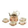 Entrada Creativa Traje de Lujo para el Té de la Tarde Juego de Té Tetera de Alto Valor Taza de Té Tetera de Cerámica con Flores Set de Agua para Hospitalidad Doméstica