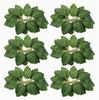 Flor artificial de seda de seis piezas hoja de rosa serigrafiada flor de seda hoja de hueso flor artificial verde artificial de seis piezas hoja de rosa de línea roja