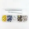En stock, en caja, 100 juegos, cuatro colores, múltiples tamaños, remaches decorativos de metal de doble cara, remaches de tachuela, remaches de doble golpe de tapa madre e hijo para DIY